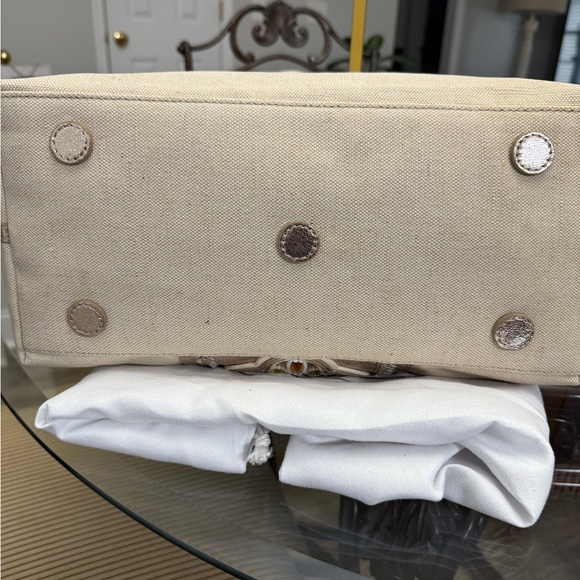Brighton Tan and Gold Embellished Tote with suede dusty - Picture 6 of 12